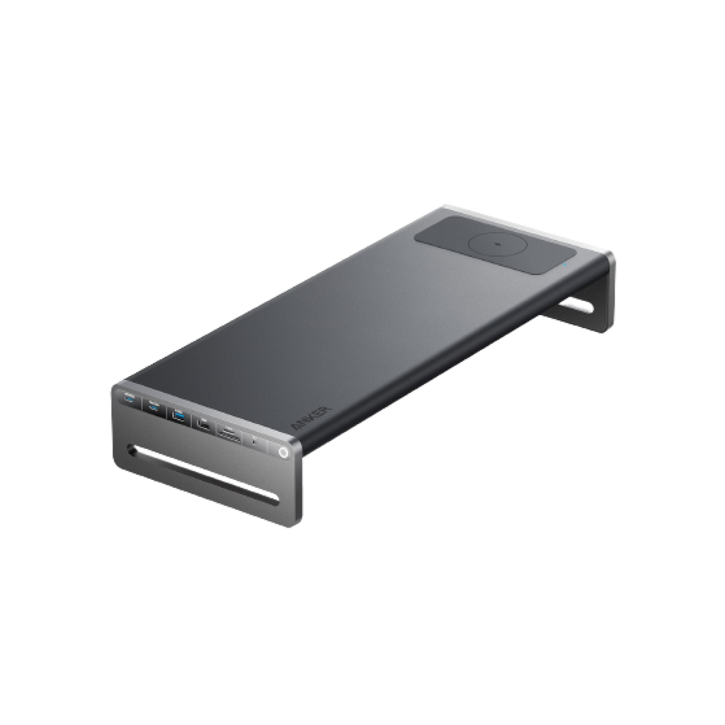 Anker workspace stand with multiple ports for desktop organization