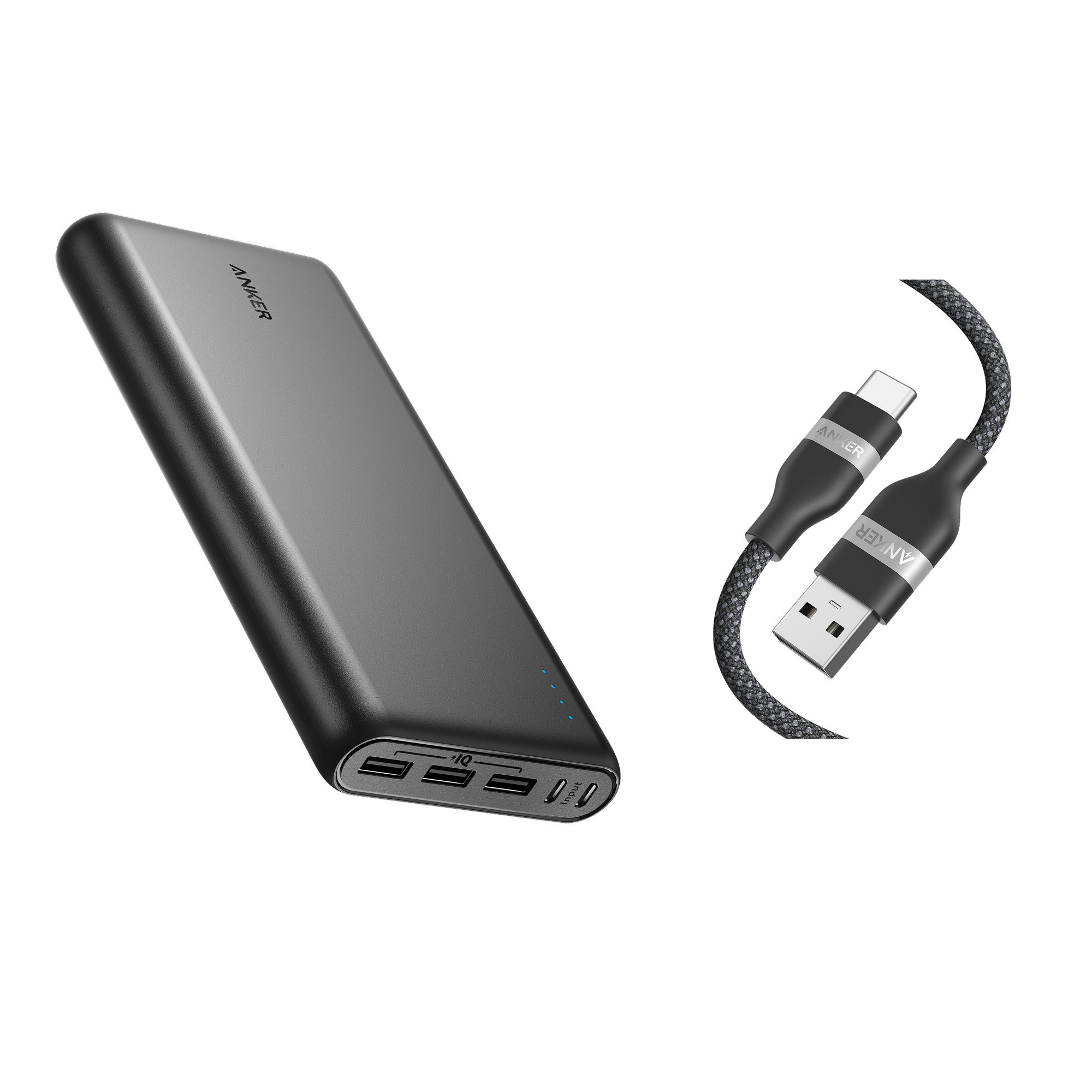 Anker 337 Power Bank (PowerCore 26K) and Anker USB-A to USB-C Cable (3 ft)