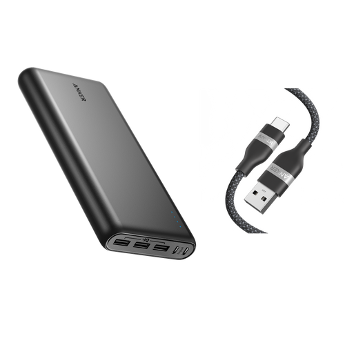 Anker 337 Power Bank (PowerCore 26K) and Anker USB-A to USB-C Cable (3 ft)